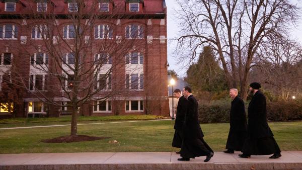 Monks walking
