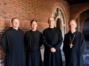 From left to right: Fr. Bernard Disco, Brother Titus Phelan, Brother Dunstan Enzor, and Abbot Mark Cooper.