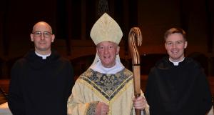 Brother Titus and Brother Dunstan with Abbot Mark