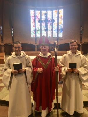 Brother Basil, Abbot Mark, and Brother Titus