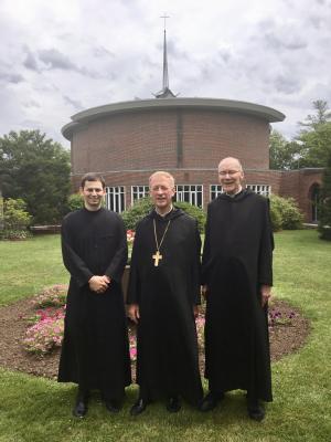Brother Aloysius with Abbot Mark and Father Peter