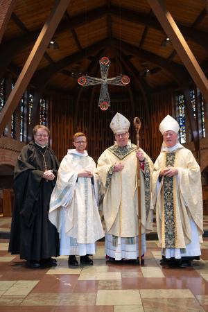 Fr. Celestine with Abbot Isaac, Bishop Deeley, and Abbot Mark