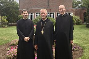 Brother Aloysius with Abbot Mark and Father Peter